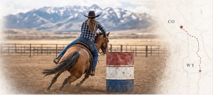 Barrel racer turning around a barrel